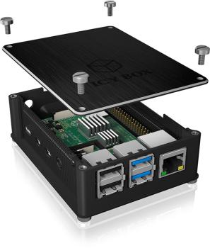 ICY BOX Gehäuse für Raspberry Pi 4, IB-RP110 Alu. Cover und Seitengitter