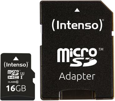 INTENSO Micro SDHC Card PRO 16GB 3433470 with adapter, UHS-I