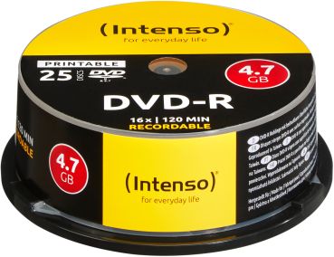 INTENSO DVD-R Cake Box 4.7 GB 4801154 16x Printable 25 Pcs