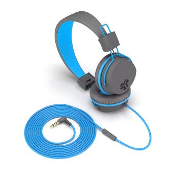 JLAB JBuddies Studio Kids On-Ear IEUHJKSTUDIORGRYBLU6 Wired, Grey/Blue