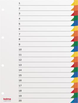 KOLMA Register LongLife A4 19.204.20 blanko, 20 frab. Tabs, 4 Loch