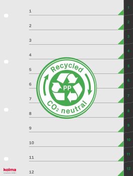 KOLMA Register LineaVerde A4 19.801.06 1-12, schwarz, recycling