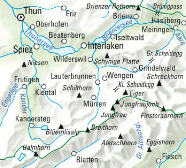 KÜMMERLY+FREY Wanderkarte 325902218 Jungfrau-Region 1:60'000