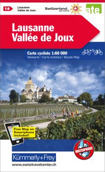 KÜMMERLY+FREY Velokarte 325902414 Lausanne-Vallée Joux 1:60'000