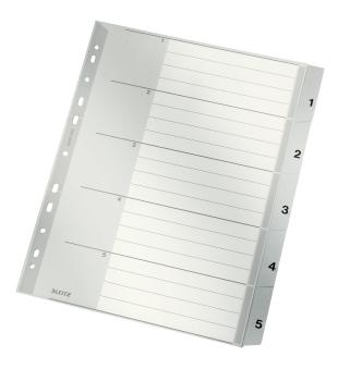 LEITZ Register PP grau A4 12830085 Zahlen 1-5