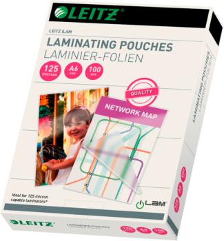 LEITZ Laminiertasche A6 33806 glanz, 125my 100 Stk