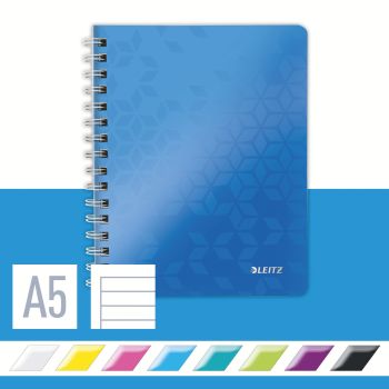 LEITZ Spiralbuch WOW PP A5 46390036 blau 80 Blatt