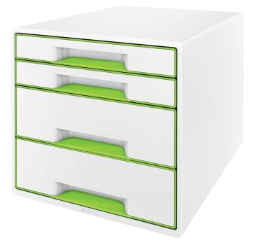 LEITZ Schubladenbox WOW Cube A4 5213-20-54 weiss/grün, 4 Schubladen