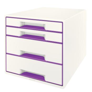 LEITZ Schubladenbox WOW Cube A4 52132062 weiss/violett, 4 Schubladen