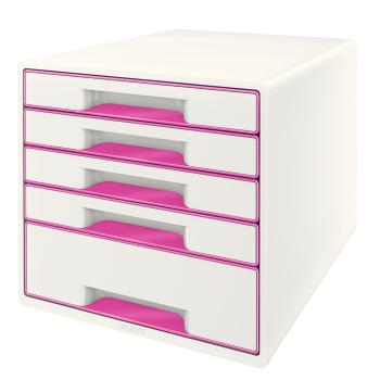 LEITZ Schubladenbox WOW Cube A4 52142023 weiss/pink, 5 Schubladen