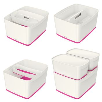 LEITZ MyBox Gross, mit Deckel 18lt 52161023 weiss/pink