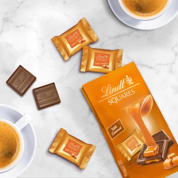 LINDT Squares Pralinés Milk-Caramel 461170 Thekensteller 750g