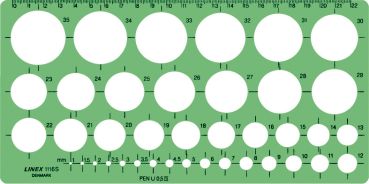 LINEX Kreisschablone 561400 1-35mm grün/transp.