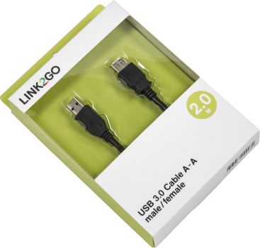 LINK2GO USB 3.0 cable A-A US3111KBB male/female, 2.0m