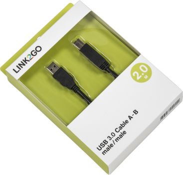 LINK2GO USB 3.0 Cable A-B US3213KBB male/male, 2.0m