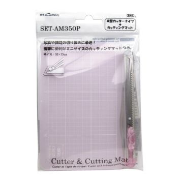 LION Schneidematte Set SET-AM350P(P pink, mit Cutter 10x15cm