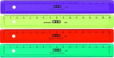 M+R Flachlineal 16cm 1116-0150 farbig ass.