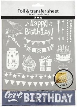 MAREIN Foliensticker Transfer 283553 Birthday, 2 Blatt