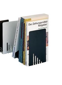 MAUL Bücherstützen 14x8,5x14cm 3501090 schwarz, Metall 2 Stück