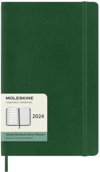 MOLESKINE Wochen-Notizkalender 2024 056598857078 1W/1S, myrt grün, SC, L/A5