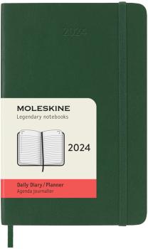 MOLESKINE Tageskalender 2024 056598857320 1T/1S, myrt grün, SC, P/A6