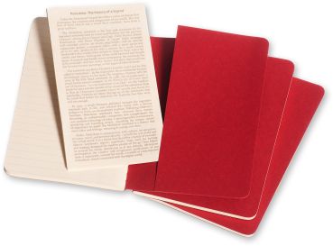 MOLESKINE Notizheft Cahier A6 095-6 liniert, rot 3 Stück