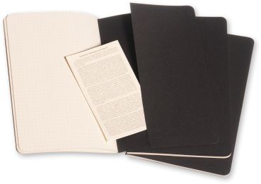 MOLESKINE Notizheft Cahier A5 496-3 kariert, schwarz 3 Stück