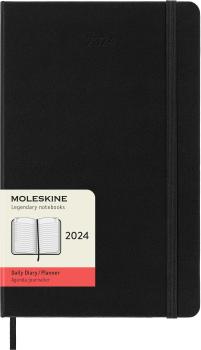 MOLESKINE Tageskalender 2024 56598856484 schwarz, 1T/S, HC, L/A5