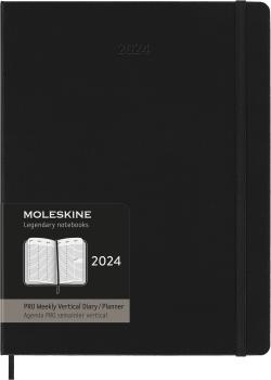 MOLESKINE Wochen-Notizkalender PRO 2024 56598856606 schwarz, 1W/2S, HC, XL