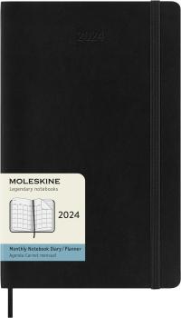 MOLESKINE Monats-Notizkalender 2024 56598856842 schwarz, 1M/2S, SC, L/A5