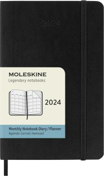 MOLESKINE Monats-Notizkalender 2024 56598856859 schwarz, 1M/2S, SC, P/A6