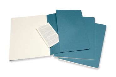 MOLESKINE Notizheft XL 3x 25x19cm 629636 blanko,lebhaftes blau,120 S.