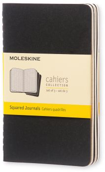 MOLESKINE Notizheft Cahier A6 704901 kariert, schwarz 3 Stück