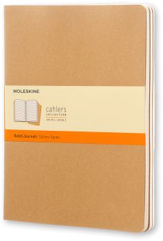 MOLESKINE Notizheft Cahier XL 25x19cm 705045 liniert, natur 3 Stück