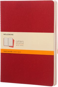 MOLESKINE Notizheft Cahier XL 25x19cm 931076 liniert, rot 3 Stück