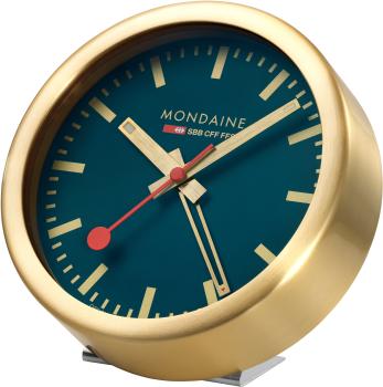 MONDAINE Wand / Tischuhr 125mm A997.46SBG.1 blau/gold, Weckfunktion