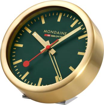 MONDAINE Wand / Tischuhr 125mm A997.66SBG.1 grün/gold, Weckfunktion