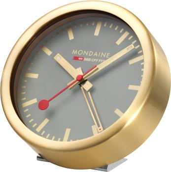 MONDAINE Wand / Tischuhr 125mm A997.86SBG.1 grau/gold, Weckfunktion