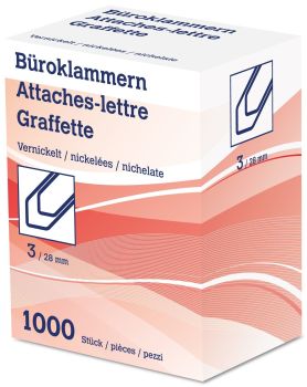 NEUTRAL Büroklammern Nr. 3 6212 28mm vernickelt 1000 Stk.