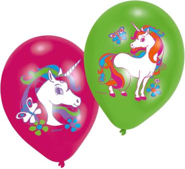 NEUTRAL Latexballons Einhorn 6 Stk. 9902173 pink, grün 27.5cm