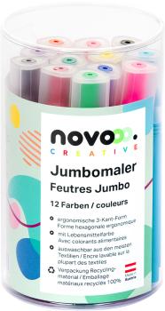 NOVOOO Fasermaler Jumbo 0.5mm 96082000 assortiert, Runddose 12 Stück