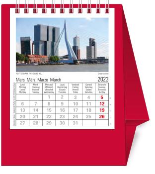 NOVOS Tischkalender Europa 2024 500015 rot, 1M/S, 11.5x13.5cm