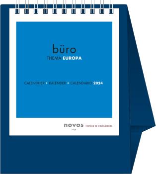 NOVOS Tischkalender Europa 2024 500046 dunkelblau, 1M/S, 11.5x13.5cm