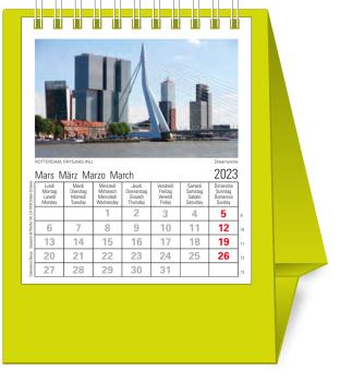 NOVOS Tischkalender Europa 2024 500091 hellgrün, 1M/S, 11.5x13.5cm