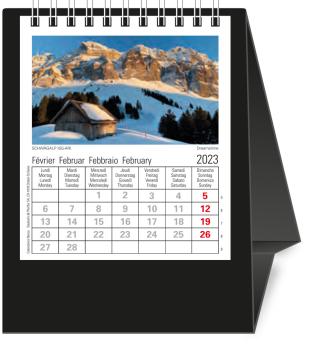 NOVOS Tischkalender Helvetia 2024 501050 schwarz, 1M/S, 11.5x13.5cm