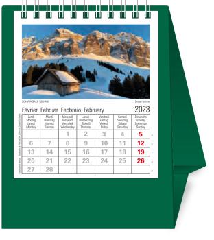 NOVOS Tischkalender Helvetia 2024 501081 dunkelgrün, 1M/S, 11.5x13.5cm