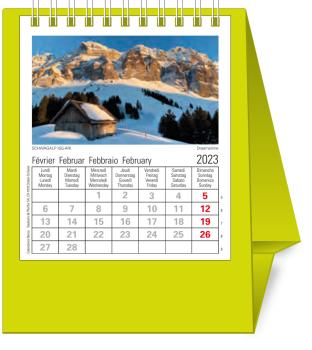 NOVOS Tischkalender Helvetia 2024 501098 hellgrün, 1M/S, 11.5x13.5cm