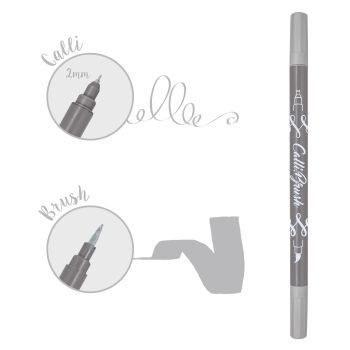 ONLINE Callibrush Pen Double Tip 2mm 19072/6 Grey