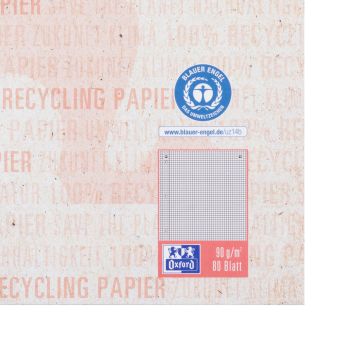 OXFORD Collegeblock Recycling A4 400159358 kariert 5mm, 90g 80 Blatt