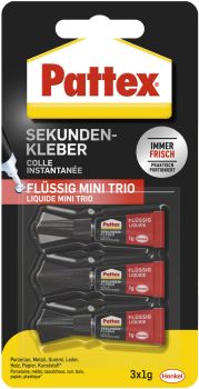 PATTEX Sekundenkleber Mini Trio PSMT3 flüssig 3x1g